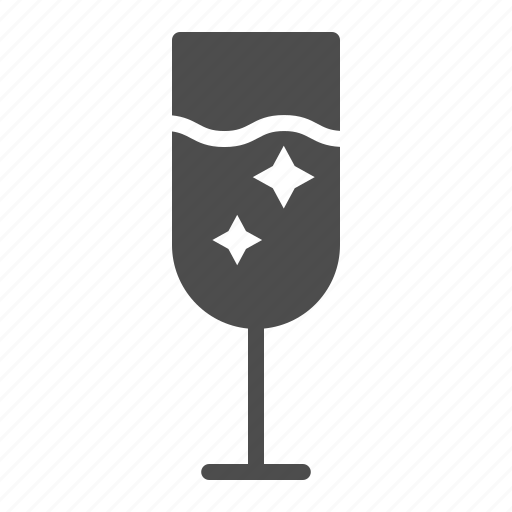 Champagne, glass, drink, silhouette icon - Download on Iconfinder