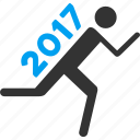 2017 year, courier, delivery, runner, running man, shipping, transportation