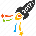 2017 startup, burst, celebration, firecracker, fireworks rocket, new year, salute