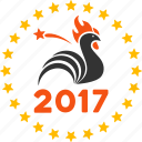 2017 holiday, celebration, fireworks, new year, rooster, sparkle, start burst