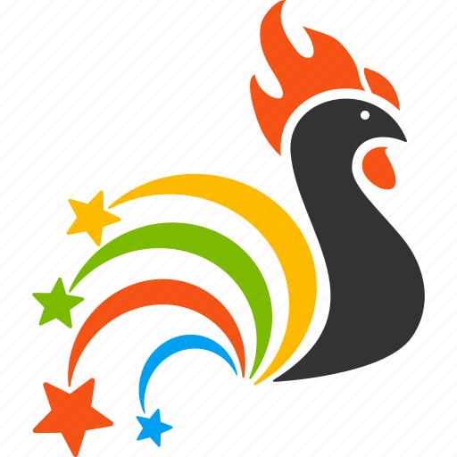 2017 year, cock, explosion, festival fireworks, poultry, rooster, sparkle salute icon - Download on Iconfinder