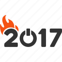 2017 year, burn letters, caption, fire, fired, hot flame, text