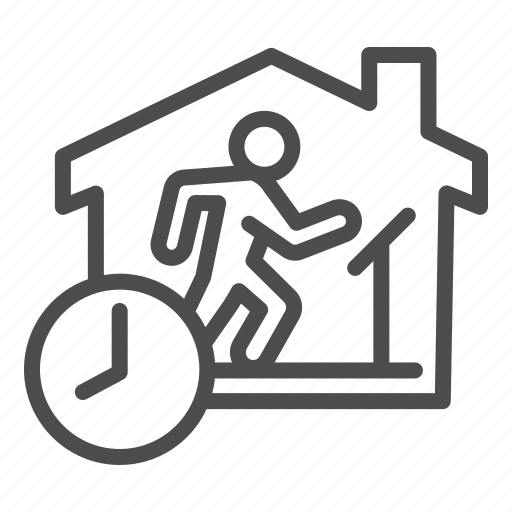 Fitness, quarantine, exercise, training, house, human, clock icon - Download on Iconfinder
