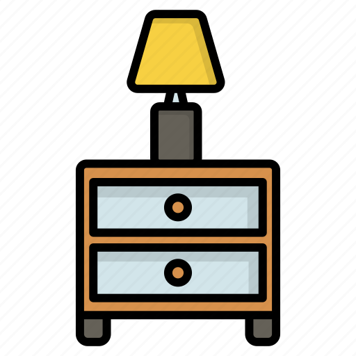 Nightstand, furniture, interior, cabinet, drawers, table, lamp icon - Download on Iconfinder