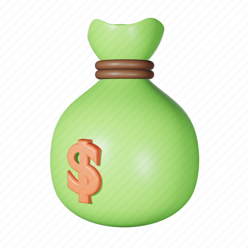 Bonus, money, bag, dollar, cash, earning 3D illustration - Download on Iconfinder
