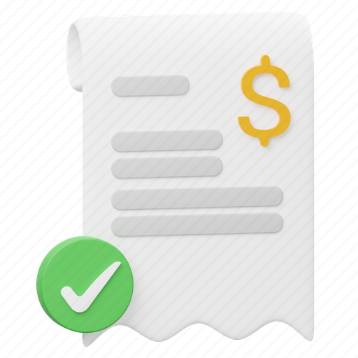 Invoice, money, dollar, payment, business, finance, document 3D illustration - Download on Iconfinder