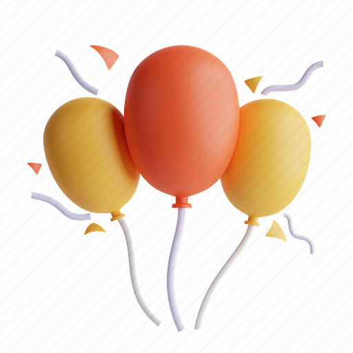 Balloons, party, birthday, celebration, decoration 3D illustration - Download on Iconfinder