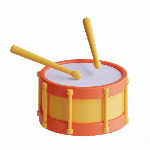 Drum, instrument, percussion, drumsticks, sticks 3D illustration - Download on Iconfinder