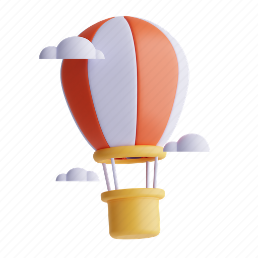 Hot air balloon, travel, trip, air, fly, flight 3D illustration - Download on Iconfinder
