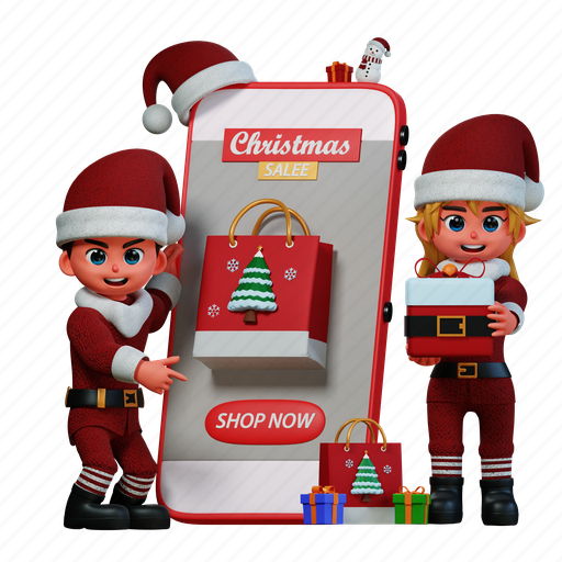 Character, christmas, couple, boy, girl, illustration, celebration 3D illustration - Download on Iconfinder
