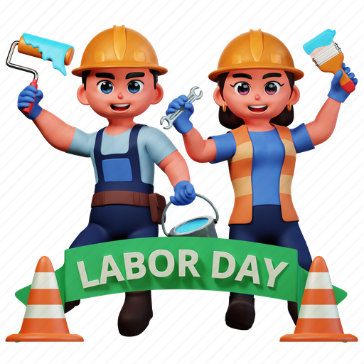 Character, illustration, labor, male, female, worker, laborer 3D illustration - Download on Iconfinder
