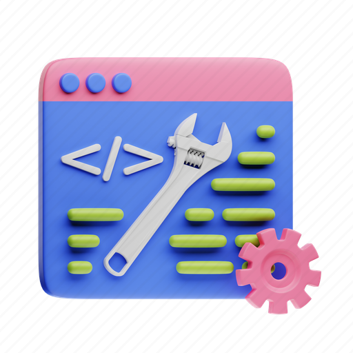 Code, optimization, coding, programming, html, script, development 3D illustration - Download on Iconfinder