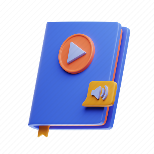 Audio, book, media, speaker, education, library, sound 3D illustration - Download on Iconfinder