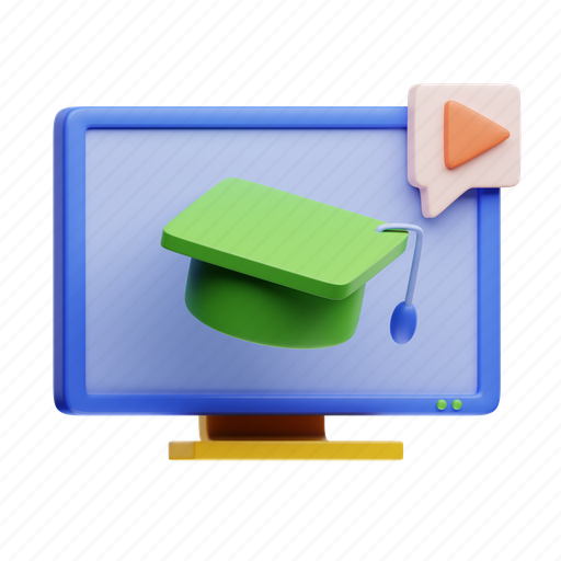 Course, video, online school, education, e learning 3D illustration - Download on Iconfinder