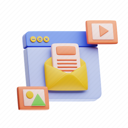 Email, content, message, images, photos, document 3D illustration - Download on Iconfinder