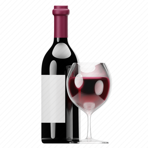 Wine, drink, beverage, alcohol 3D illustration - Download on Iconfinder