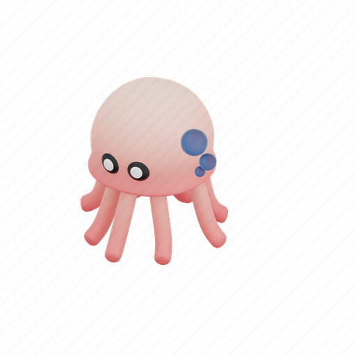 Jellyfish, mollusks, aquatic, animals, water, cute, coral 3D illustration - Download on Iconfinder