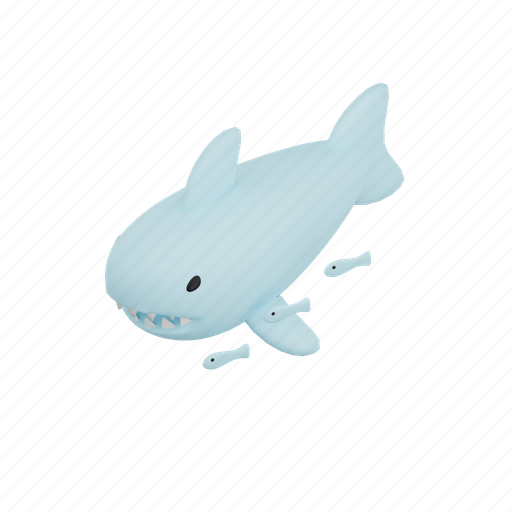 Shark, carnivore, cute, water, animal, predator 3D illustration - Download on Iconfinder