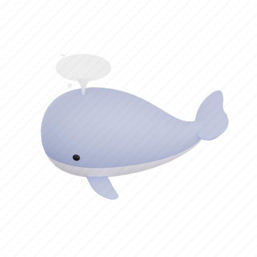 Whale, cute, aquatic, animals, sea, mammal, endangered 3D illustration - Download on Iconfinder