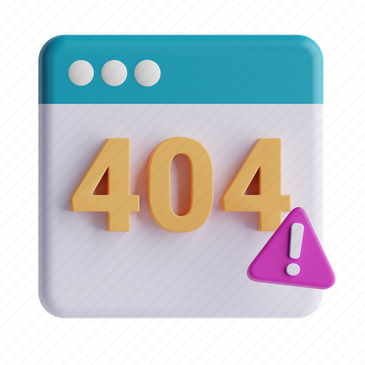 Error 404, warning sign, web, page not found 3D illustration - Download on Iconfinder