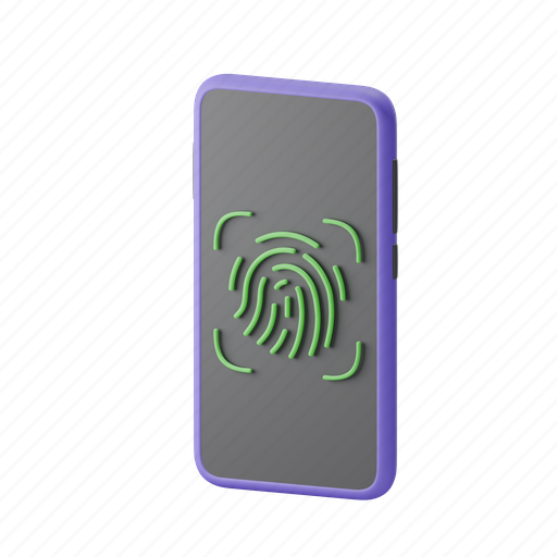Mobile, fingerprint, cyber, smartphone, phone, device, finger 3D illustration - Download on Iconfinder