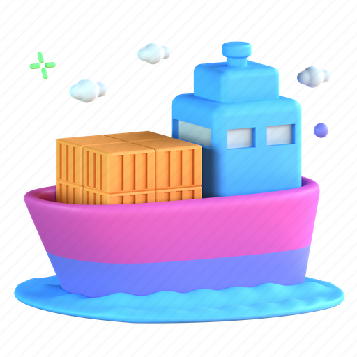 Cargo, ship, logistics, transportation 3D illustration - Download on Iconfinder