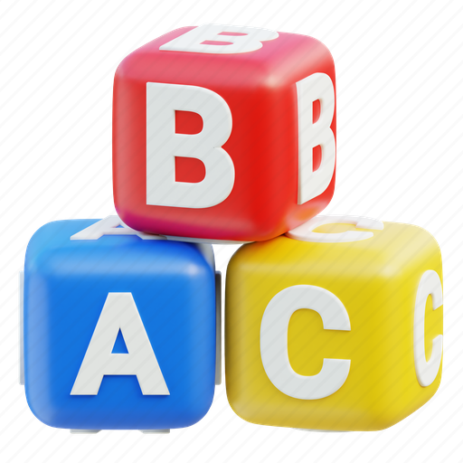 Education, education blocks, child, abc, block, cube, alphabet 3D illustration - Download on Iconfinder