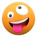 zany, face, emoji, expression, emoticon, emotion, smile, character, funny