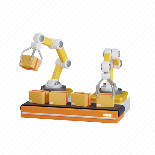Factory, arm, industry, machine, production, robot, box 3D illustration - Download on Iconfinder