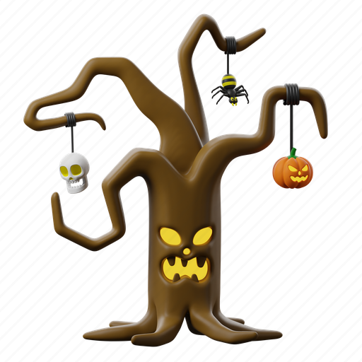 Creepy, tree, dead, halloween, spooky, scary, ghost 3D illustration - Download on Iconfinder