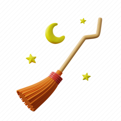 Broomstick, halloween, witch, spooky, magic, sweep, scary 3D illustration - Download on Iconfinder