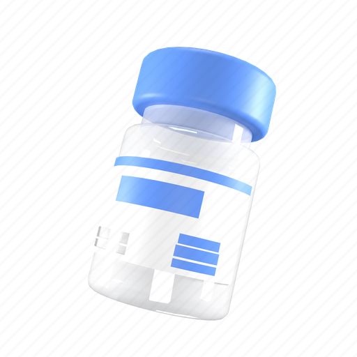 Vaccine, bottle, 3d, ampoule, background, banner, blue 3D illustration - Download on Iconfinder