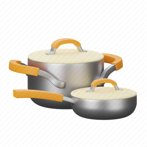 Pot, and, pan, kitchen, cooking, utensils 3D illustration - Download on Iconfinder