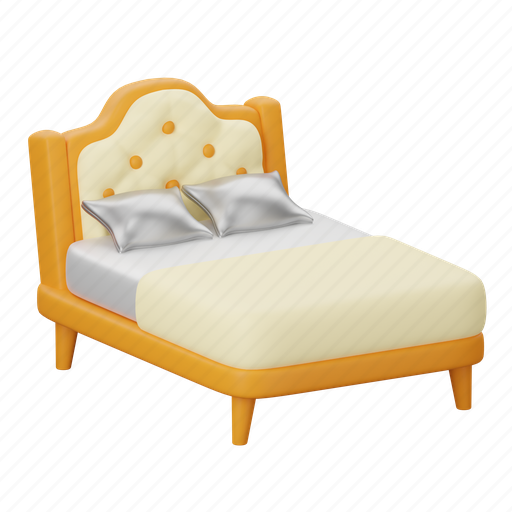 Bed, bedroom, home, sleeping, furniture 3D illustration - Download on Iconfinder