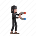 magnet, 3d character, 3d illustration, 3d render, 3d businesswoman, attract, strategy, achieve, attraction, benefit, budget, income, strength, business attraction, energy, catch 