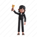 holding, bell, 3d character, 3d illustration, 3d render, 3d businesswoman, ringing, alarm, remind, schedule, emergency, notification, notification bell, sign, reminder, notice, push notification 