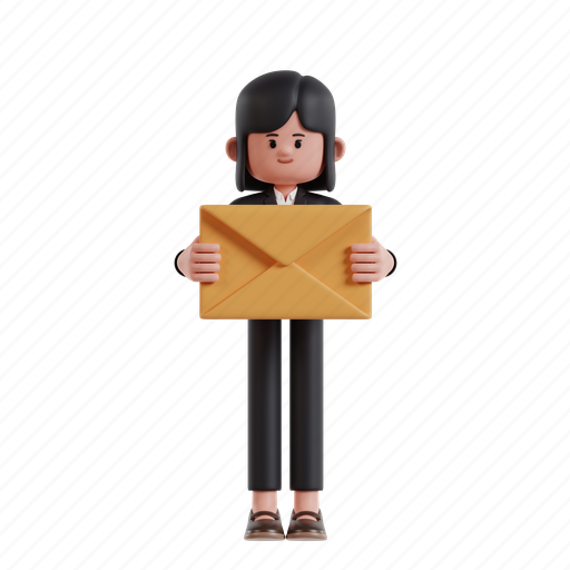Holding, email, 3d character, 3d illustration, 3d render, 3d businesswoman, mail 3D illustration - Download on Iconfinder