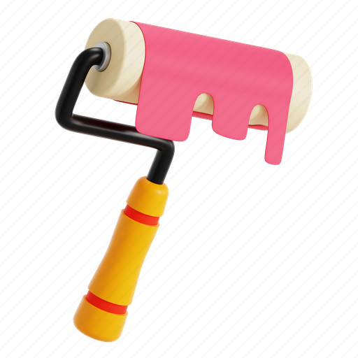 Paint, roller, wall-painting, paint roller, roller-brush, paint-brush, brush 3D illustration - Download on Iconfinder