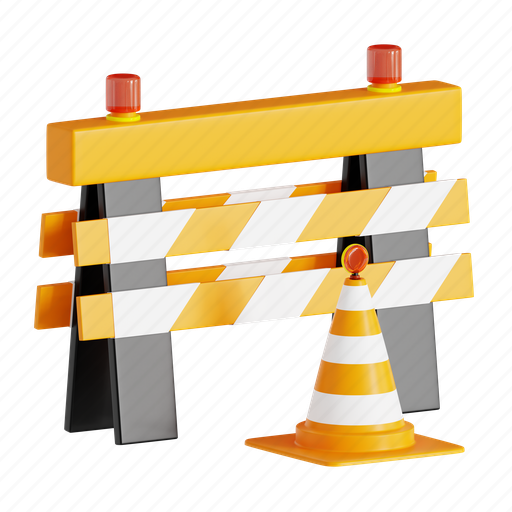 Roadblock, construction-work-arrow, construction-board-arrow, safety-cone, road-cone, construction-cone, cone-pin 3D illustration - Download on Iconfinder