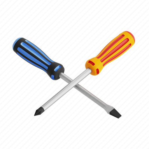 Screwdriver, construction, tool, repair, mechanical-tool, repairing-tool, service 3D illustration - Download on Iconfinder