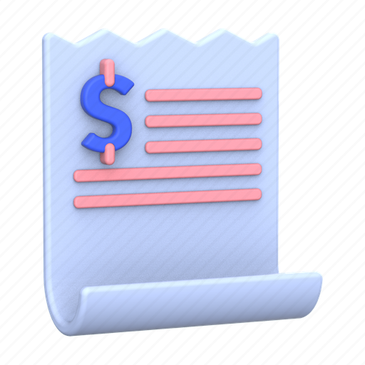 Bill, receipt, invoice, payment, settlement 3D illustration - Download on Iconfinder