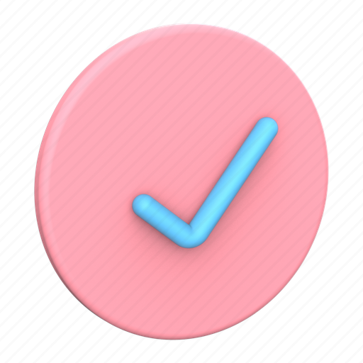 Checkmark, blue, and, pink, check, ok, accept 3D illustration - Download on Iconfinder