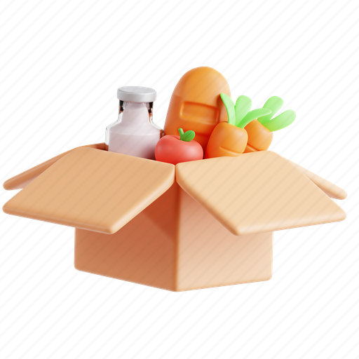 Food donation, charity, donation, food 3D illustration - Download on Iconfinder