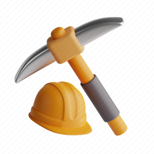 Pickaxe, work, construction, tool, excavation, digging 3D illustration - Download on Iconfinder