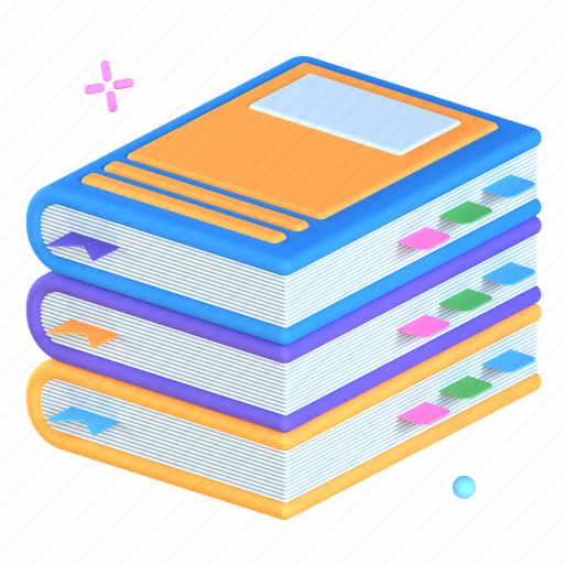 Book, pile, reading, learning 3D illustration - Download on Iconfinder