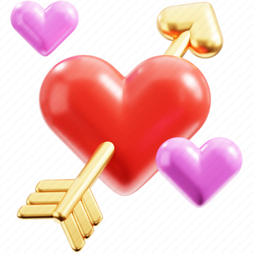 Cupid, arrow, heart, love, wedding, romantic, bow 3D illustration - Download on Iconfinder