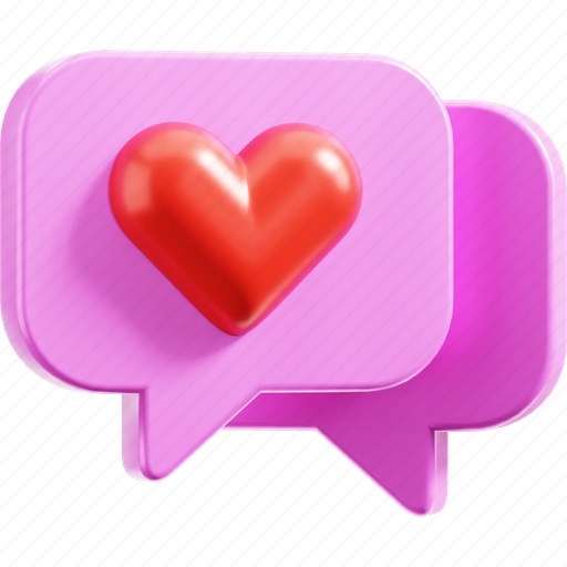 Chat, love, chatting, heart, message, romantic, romance 3D illustration - Download on Iconfinder