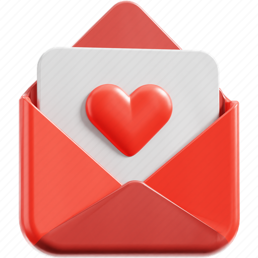 Love, letter, mail, envelope, message, email, heart 3D illustration - Download on Iconfinder