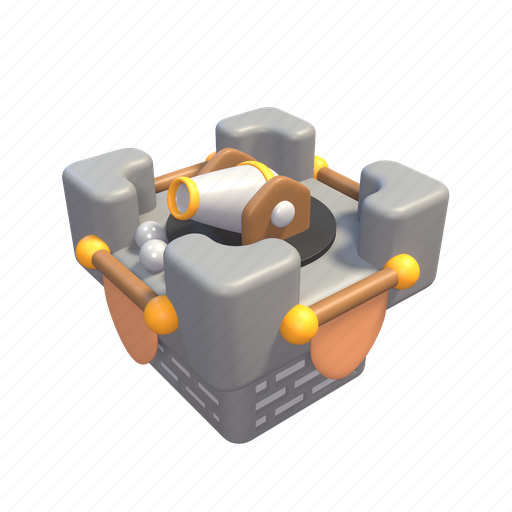 Cannon, tower, building, castle, medieval, construction, weapon 3D illustration - Download on Iconfinder