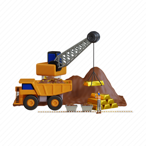 Gold, open, industry, mine, equipment, truck, rock 3D illustration - Download on Iconfinder